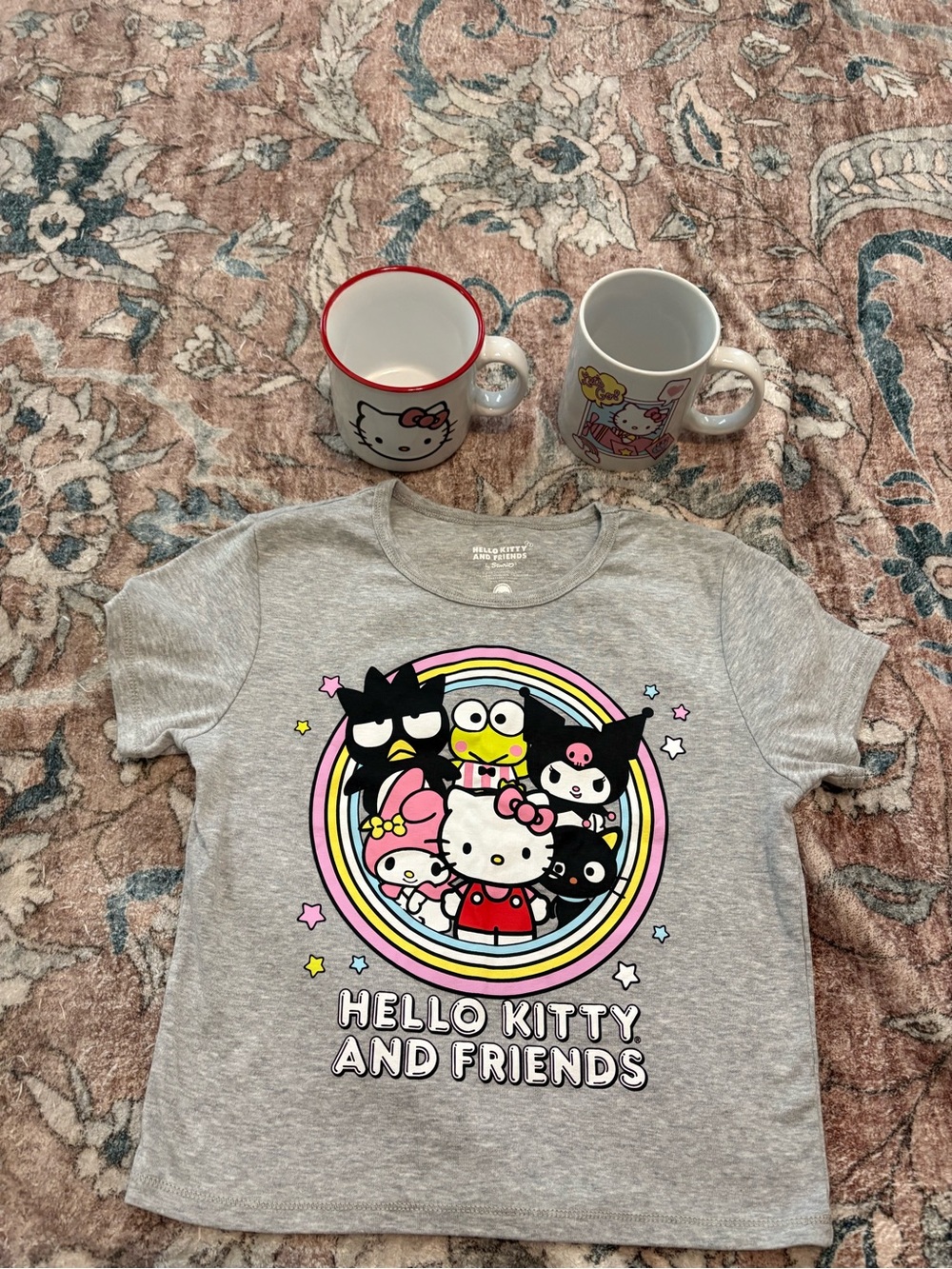 Hello Kitty and Friends Sanrio Mug and Kids Airplane T-shirt Bundle